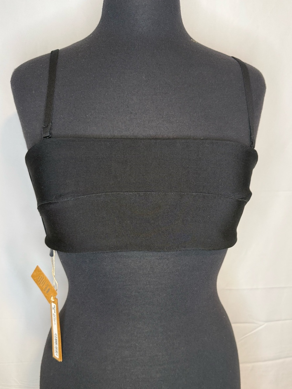 NWT SKIMS Knit Swim Bandeau Bikini Top - Onyx Black - Size Large